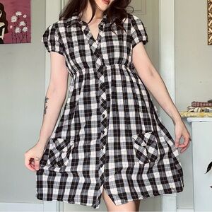 LEI Taylor Swift Black Plaid Cotton Dress